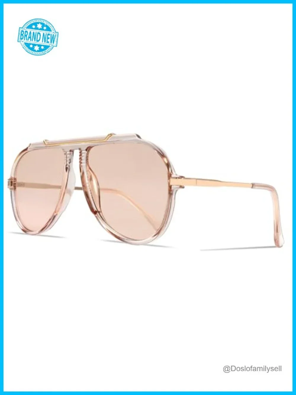 Oversized Retro Aviator Sunglasses 70s Gold Top Bar UV400 Women